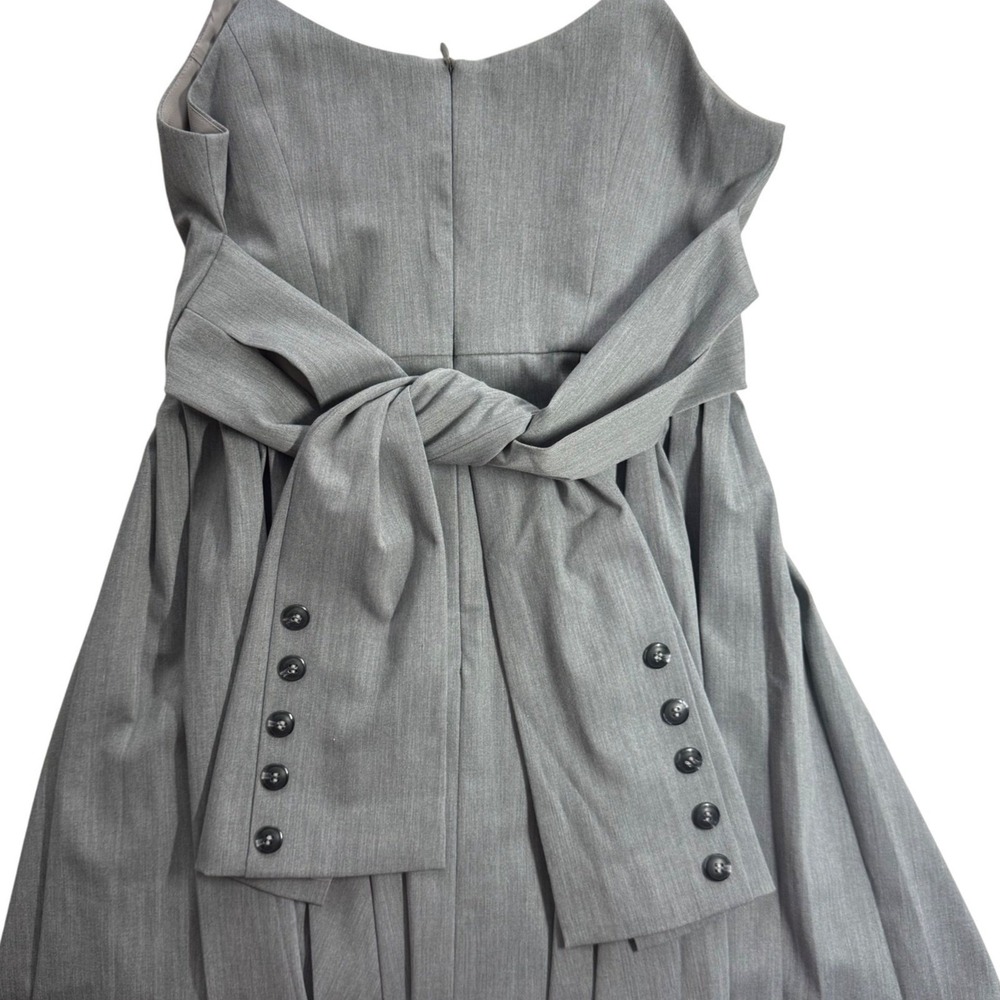 J.ING Grey Pleated Mini Dress Small Menswear Suit Tie Belted‎ Unique